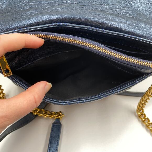 Marc Jacobs Small Single Crossbody Bag Quilted Metallic Midnight Blue Y2K Mini - Picture 12 of 14